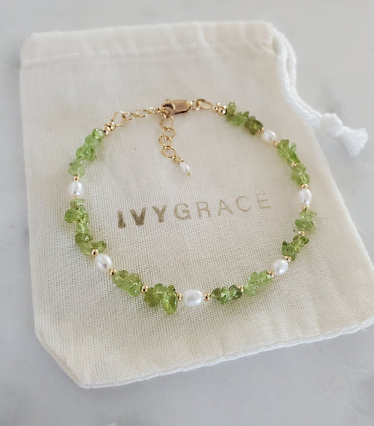 Peridot & Pearl Gemstone Bracelet