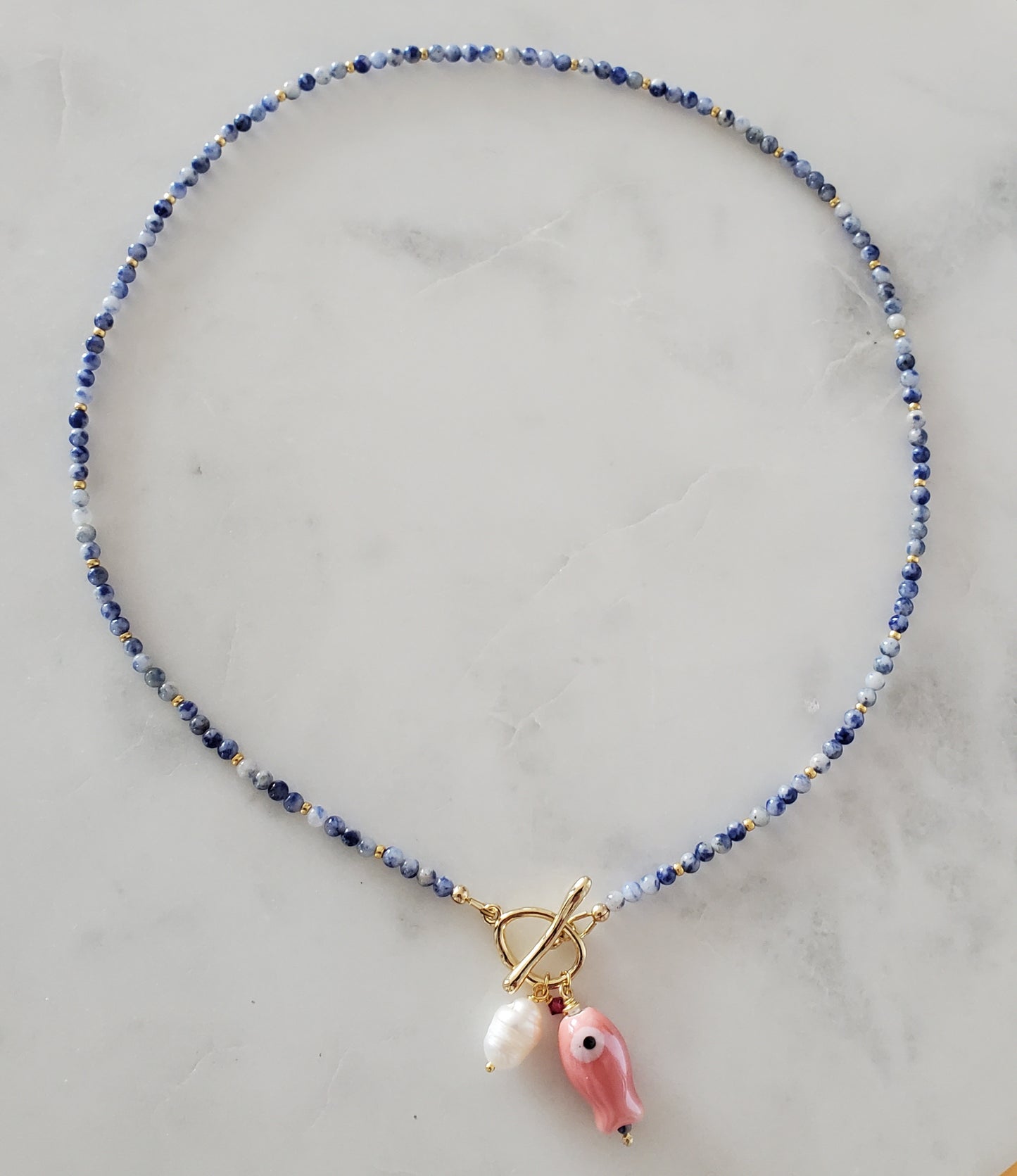 Gemstone Fish Pendant Necklace