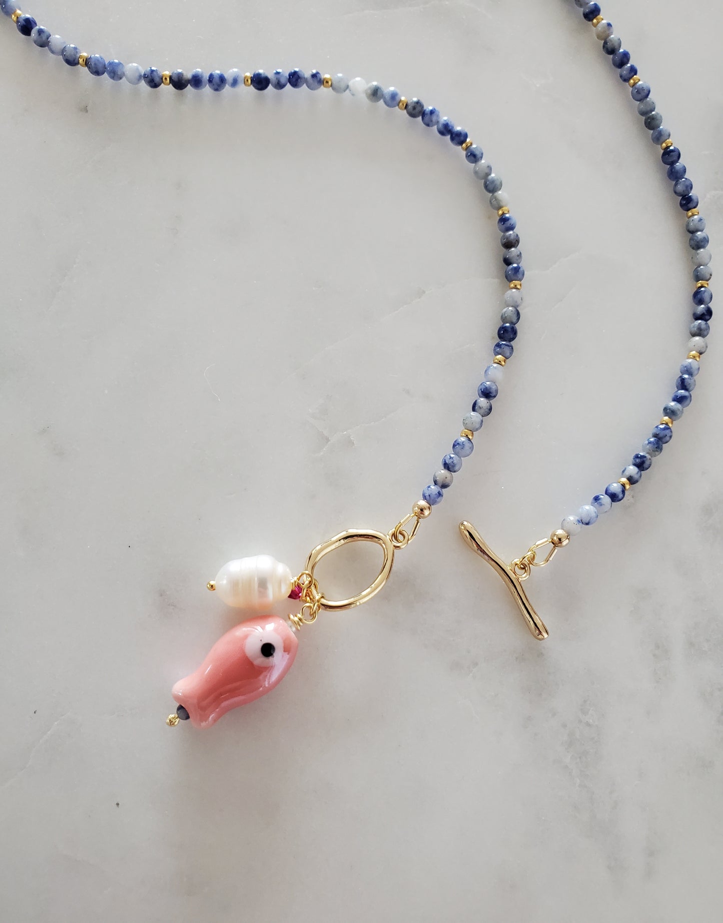 Gemstone Fish Pendant Necklace
