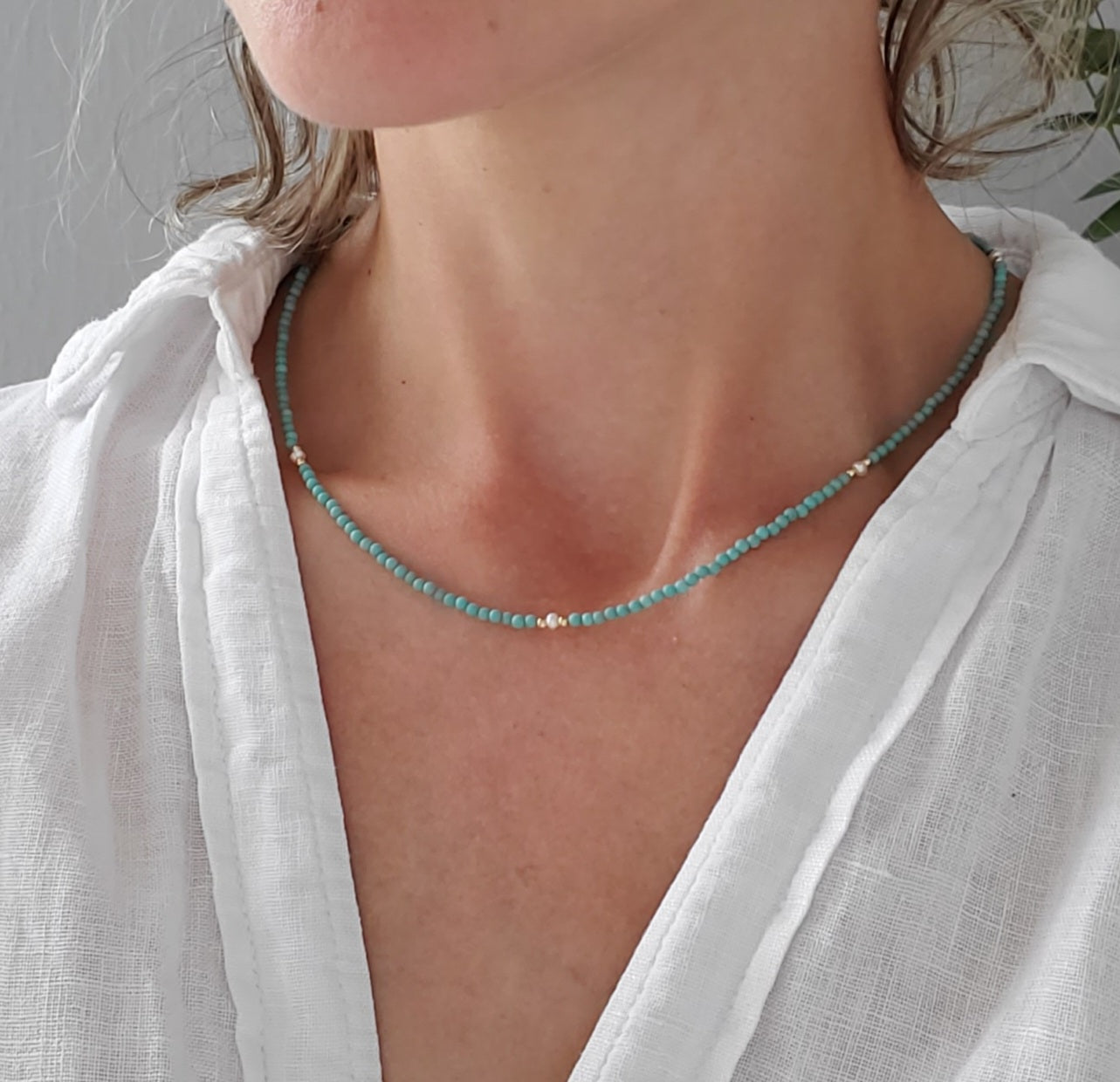 Turquoise & Pearl Necklace