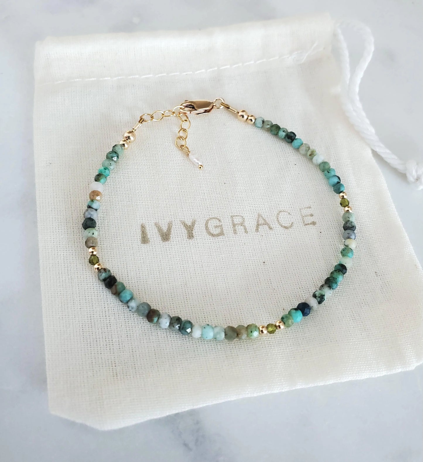 African Turquoise Bracelet - 14ct Gold-Filled