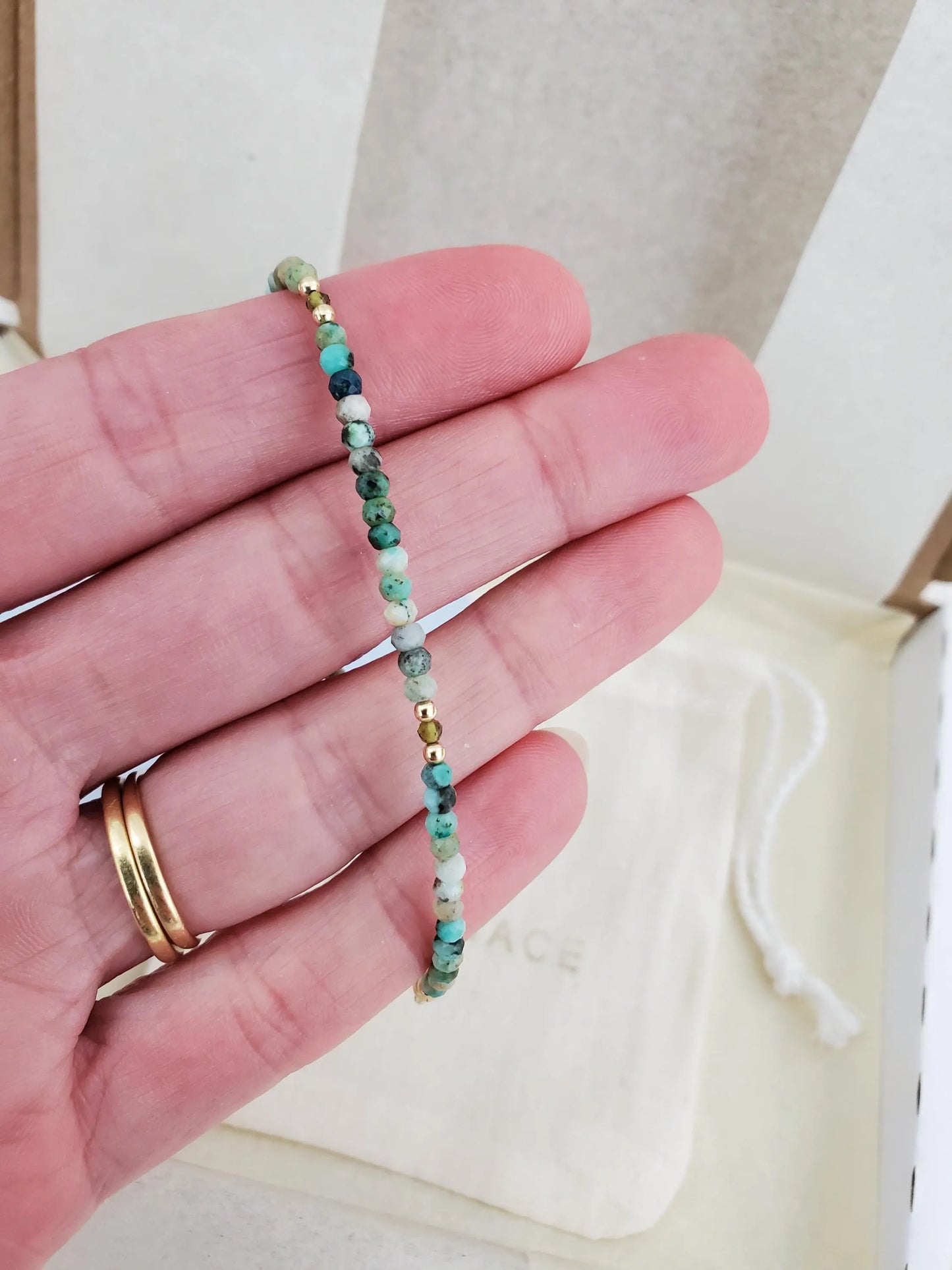 African Turquoise Bracelet - 14ct Gold-Filled