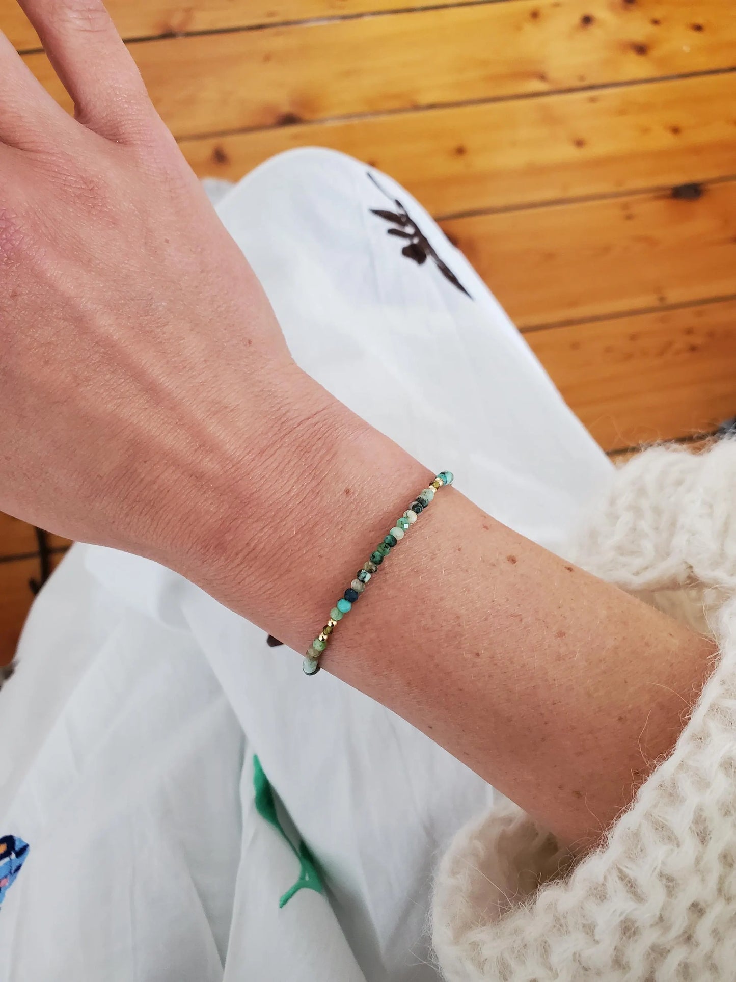 African Turquoise Bracelet - 14ct Gold-Filled