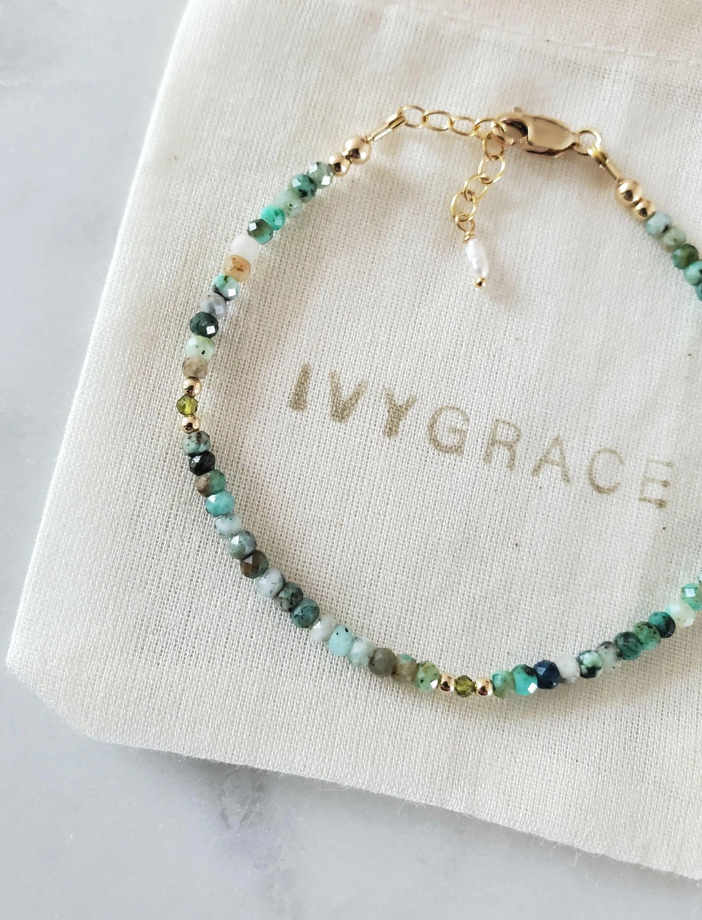 African Turquoise Bracelet - 14ct Gold-Filled