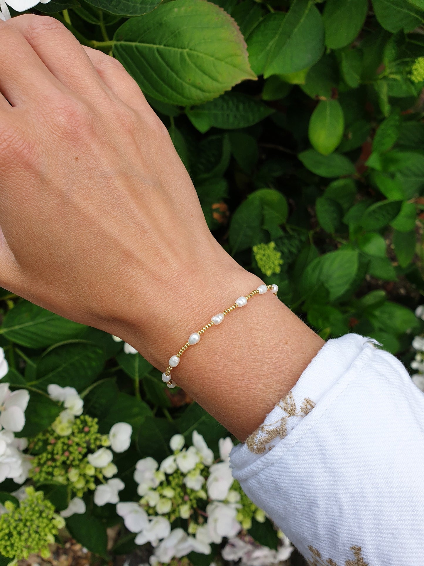 Gold & Pearl Beaded Bracelet