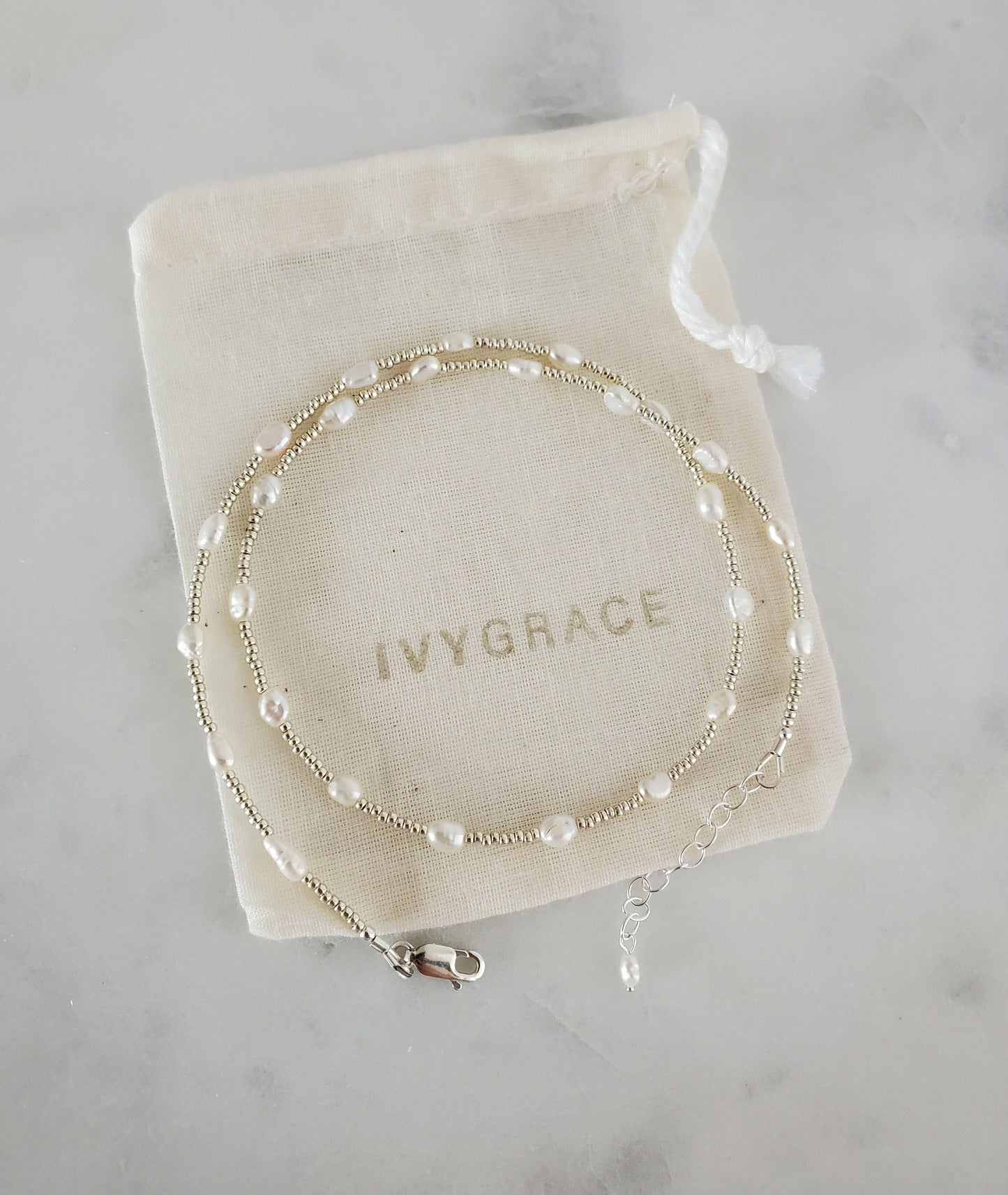 Freshwater Pearl & Silver Beaded Necklace