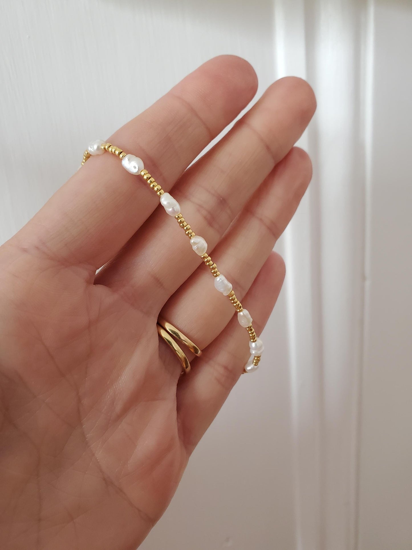 Gold & Pearl Beaded Bracelet