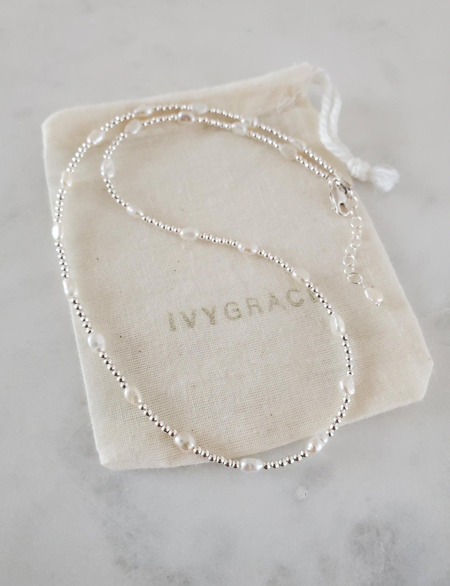 Sterling Silver Pearl Beaded Necklace