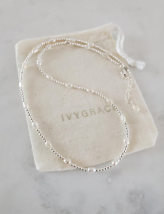 Sterling Silver Pearl Beaded Necklace