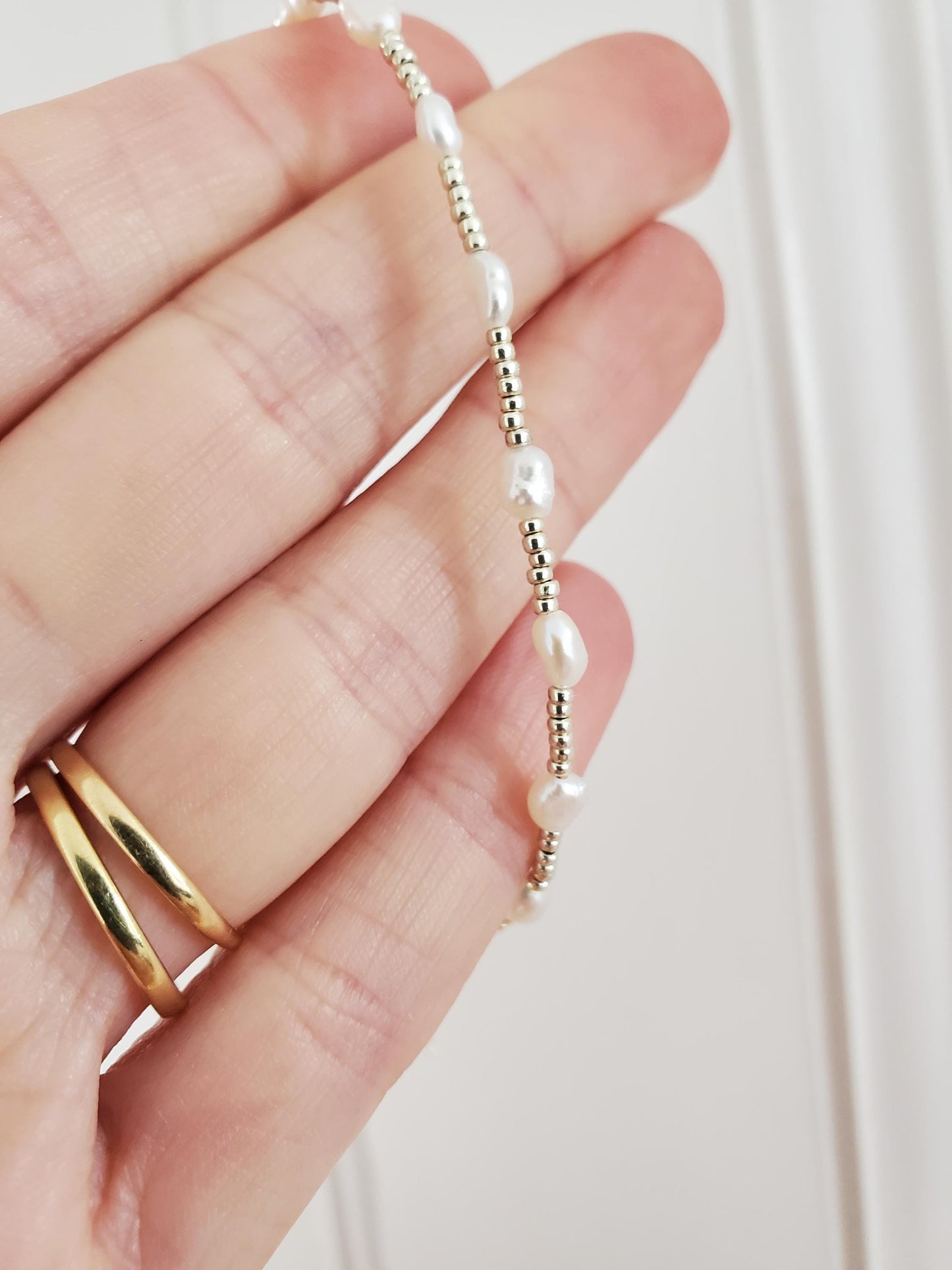 Pearl & Silver Beaded Bracelet