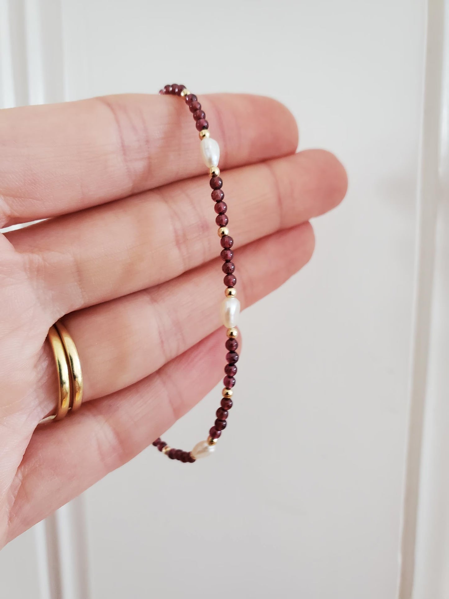 Garnet Gemstone Bracelet - 14ct Gold-Filled