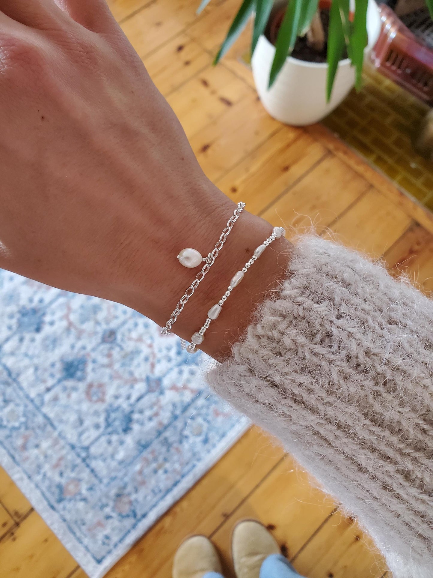 Sterling Silver Pearl Bracelet