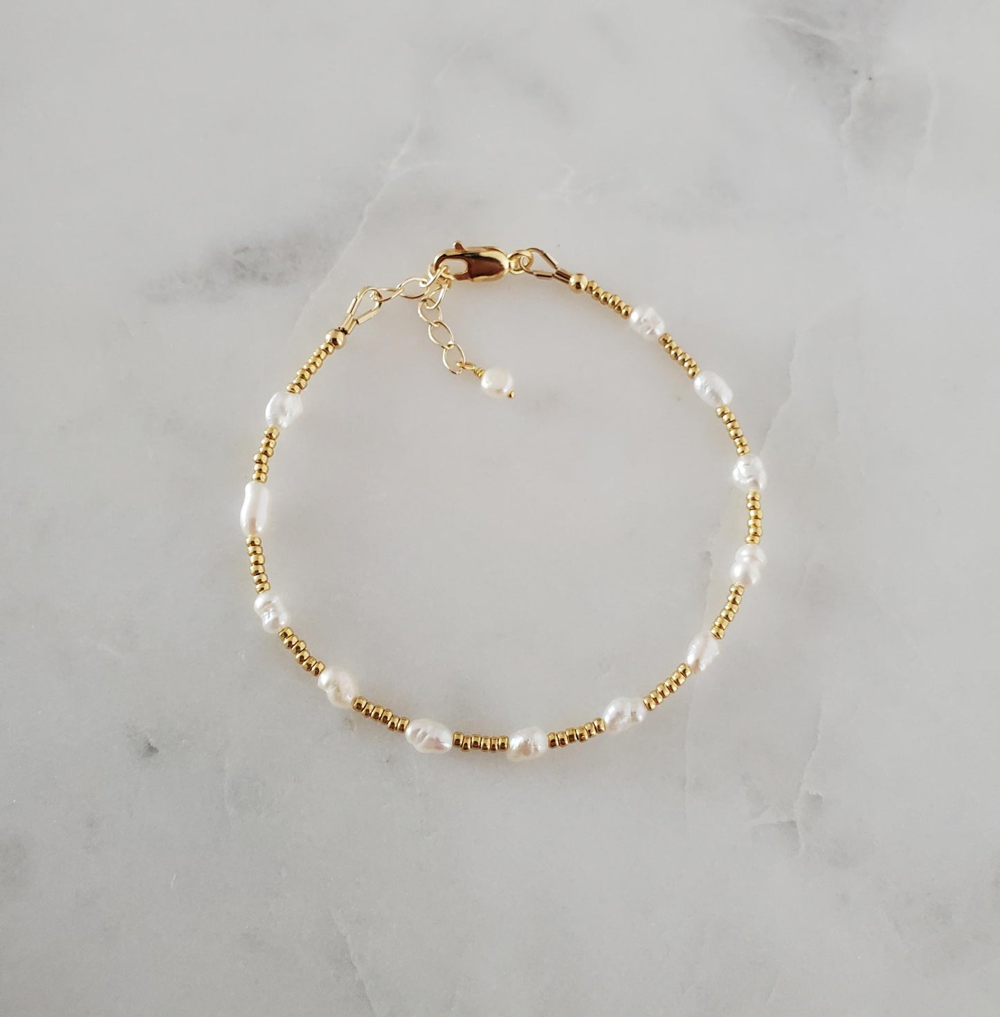 Gold & Pearl Beaded Bracelet
