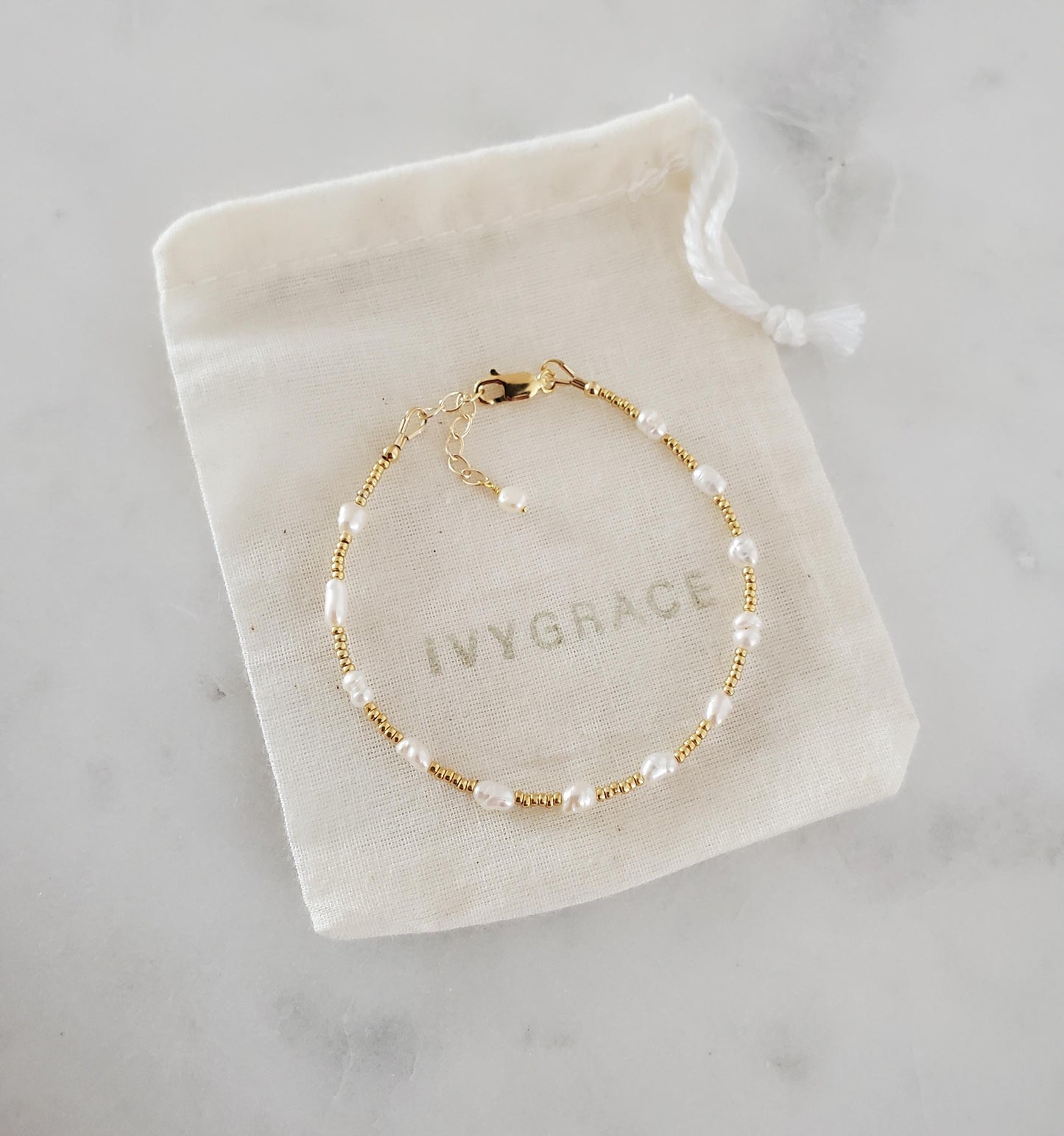 Gold & Pearl Beaded Bracelet