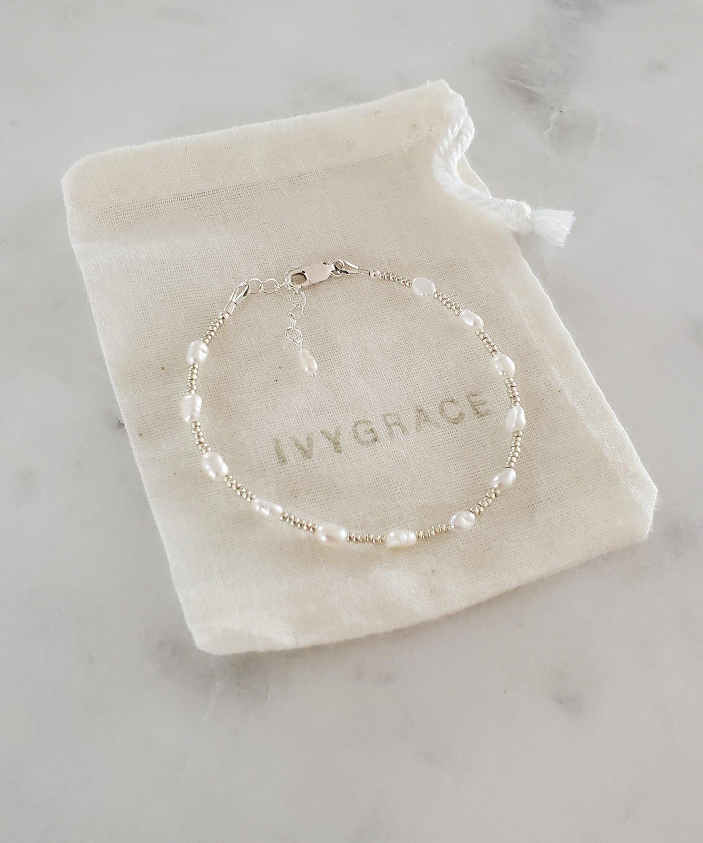 Pearl & Silver Beaded Bracelet