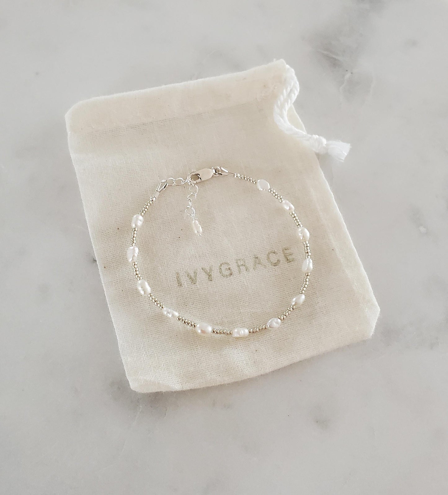 Pearl & Silver Beaded Bracelet