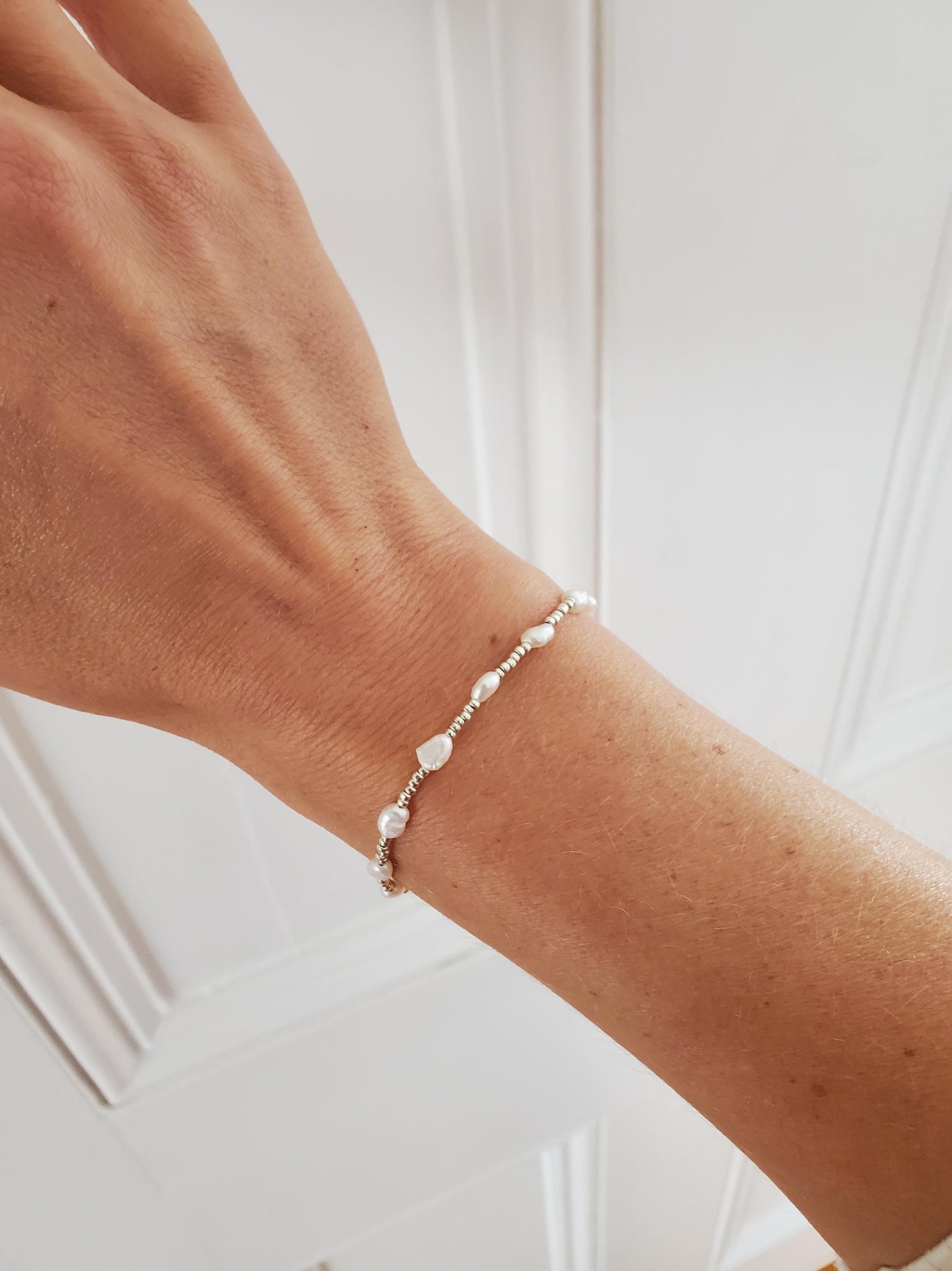 Pearl & Silver Beaded Bracelet