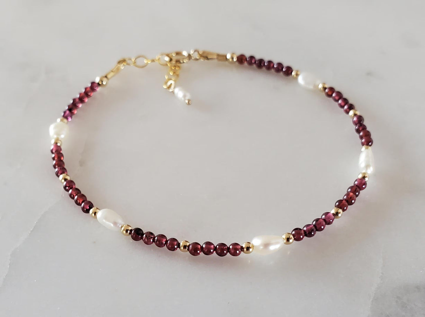 Garnet Gemstone Bracelet - 14ct Gold-Filled