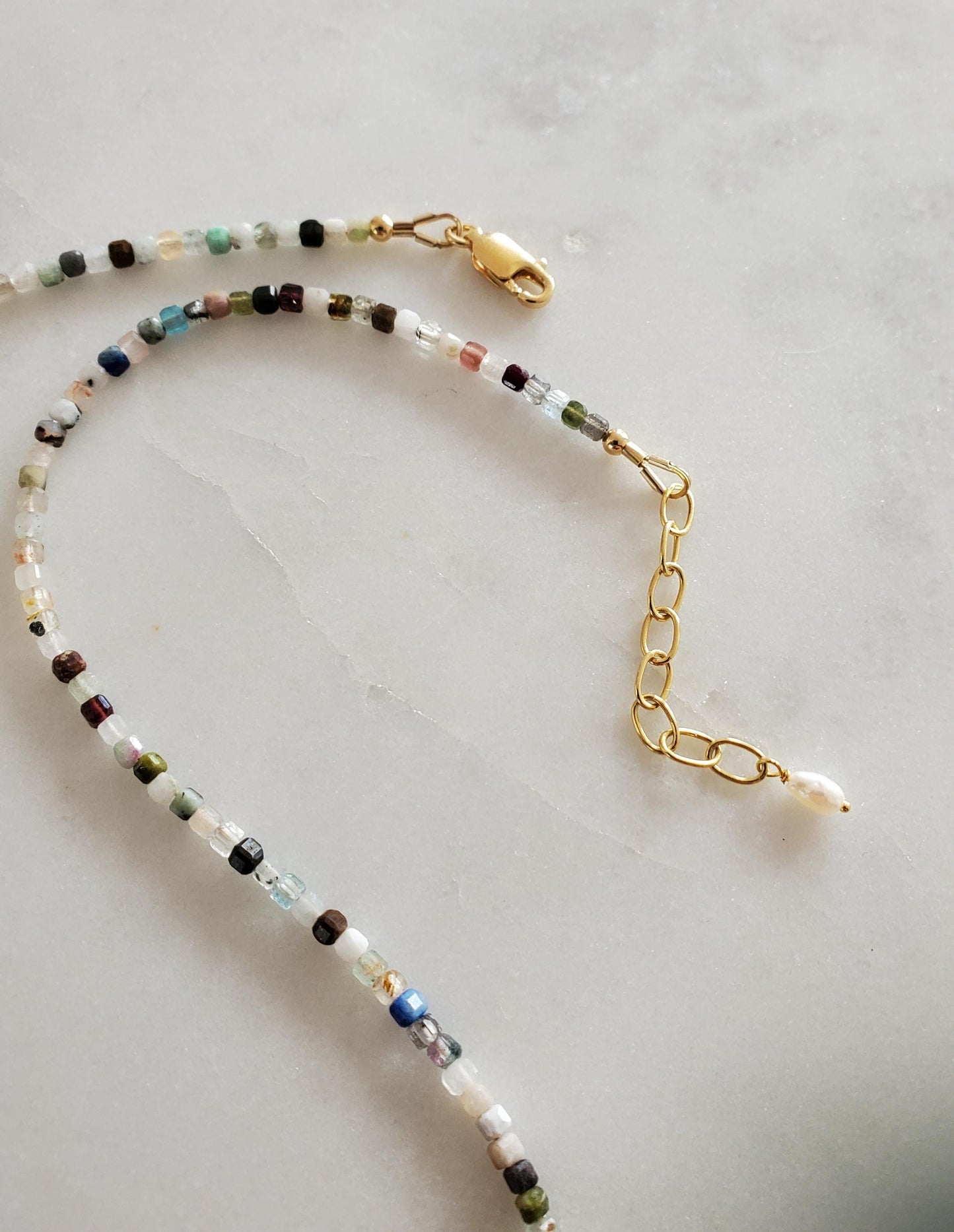 Dainty Mix Gemstone & Pearl Necklace