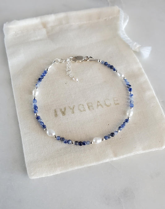 Blue Gemstone Bracelet - Sterling Silver