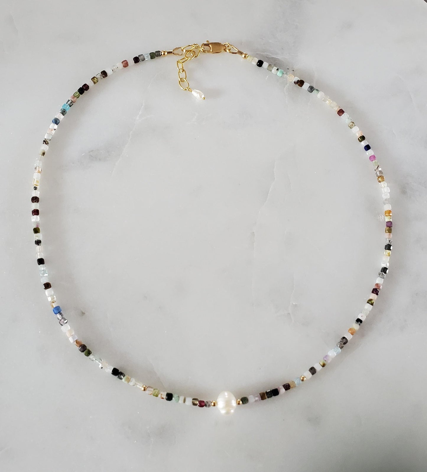 Dainty Mix Gemstone & Pearl Necklace