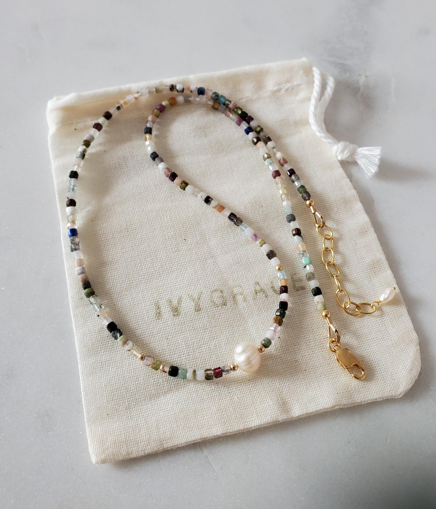 Dainty Mix Gemstone & Pearl Necklace