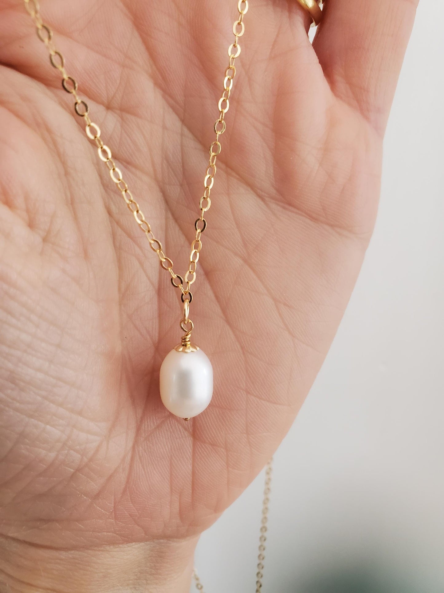 Pearl Pendant Necklace - 14ct Gold-Filled