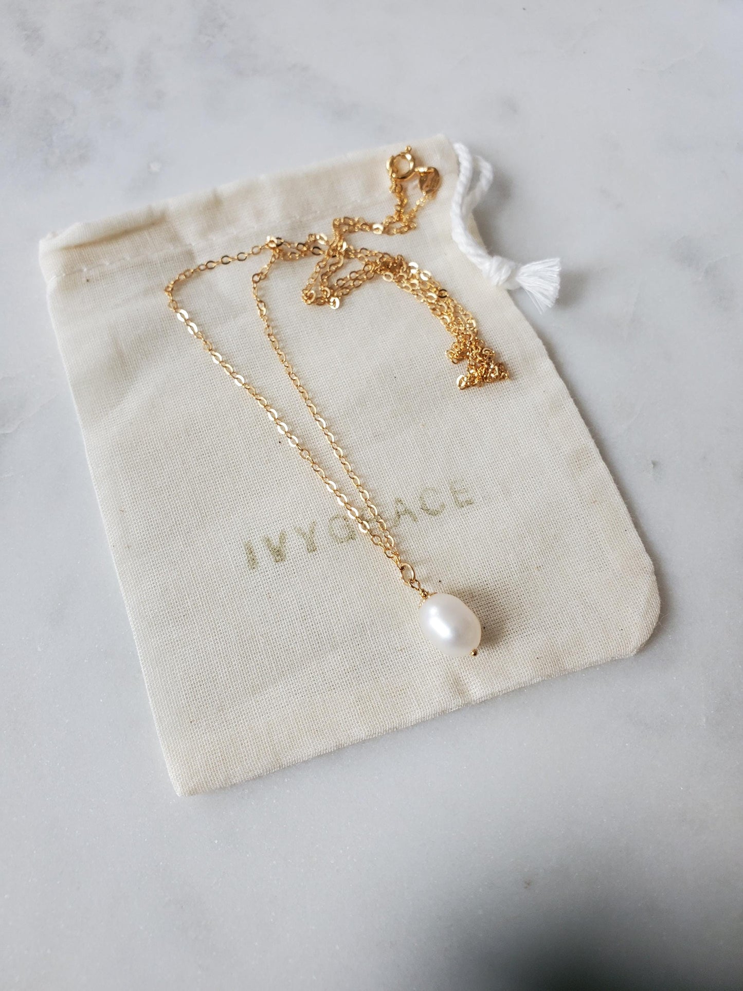 Pearl Pendant Necklace - 14ct Gold-Filled