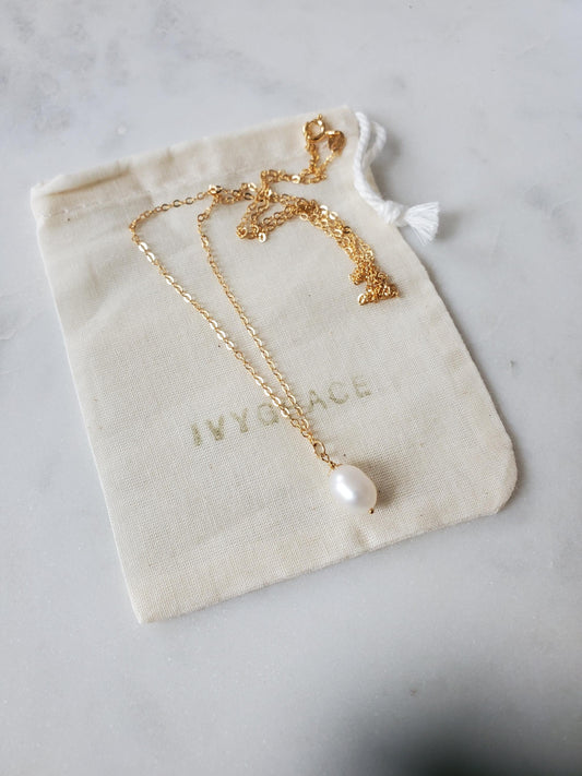 Pearl Pendant Necklace - 14ct Gold-Filled
