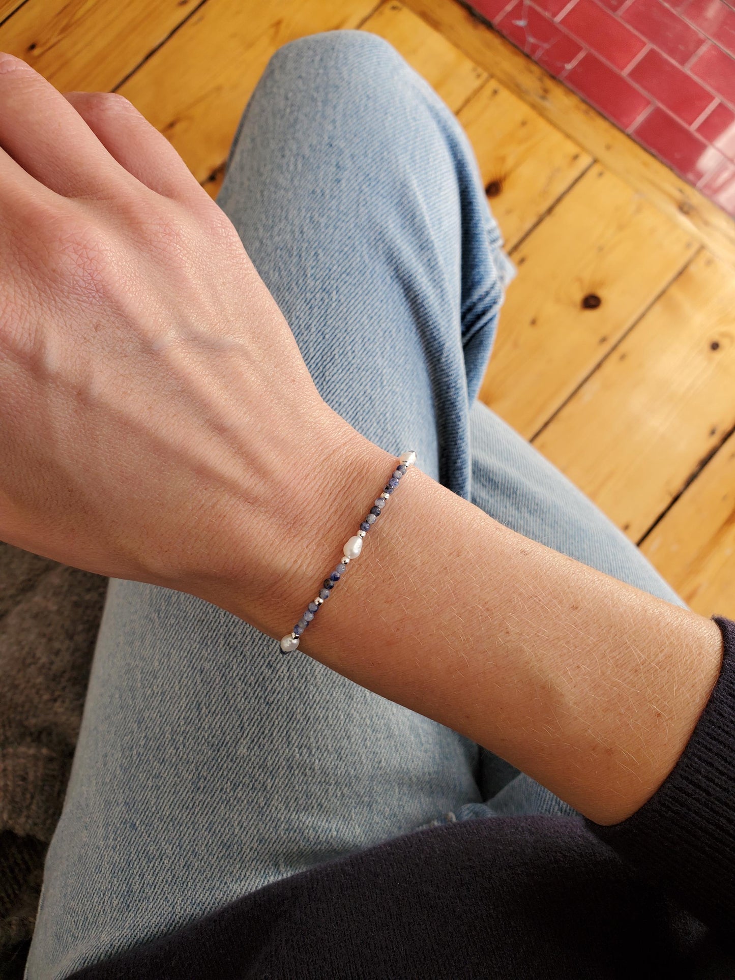 Blue Gemstone Bracelet - Sterling Silver