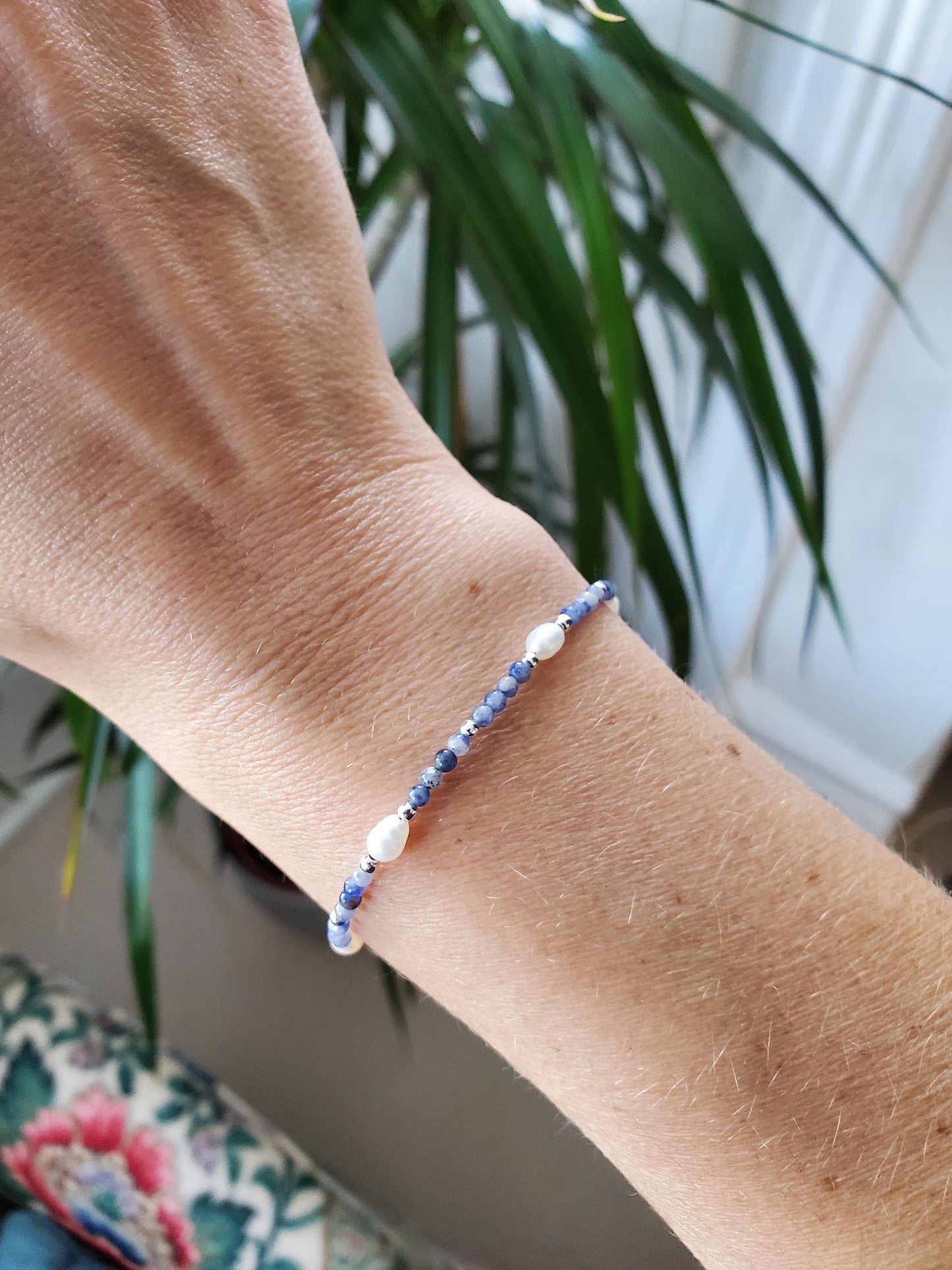Blue Gemstone Bracelet - Sterling Silver