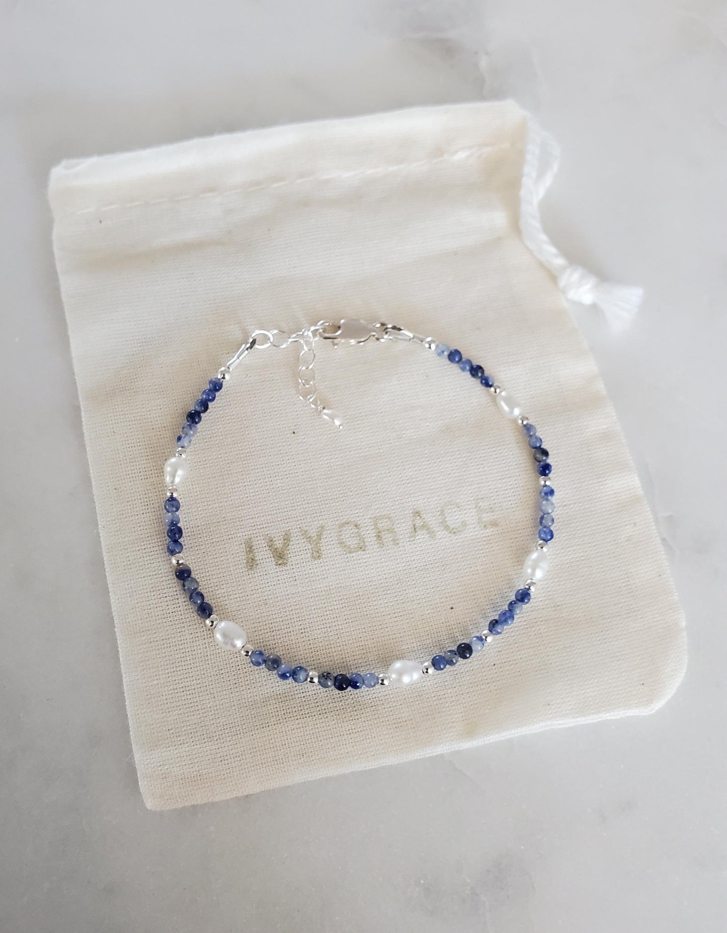Blue Gemstone Bracelet - Sterling Silver