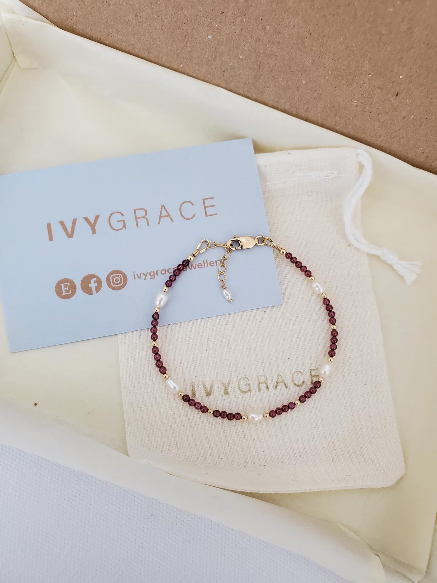 Garnet Gemstone Bracelet - 14ct Gold-Filled