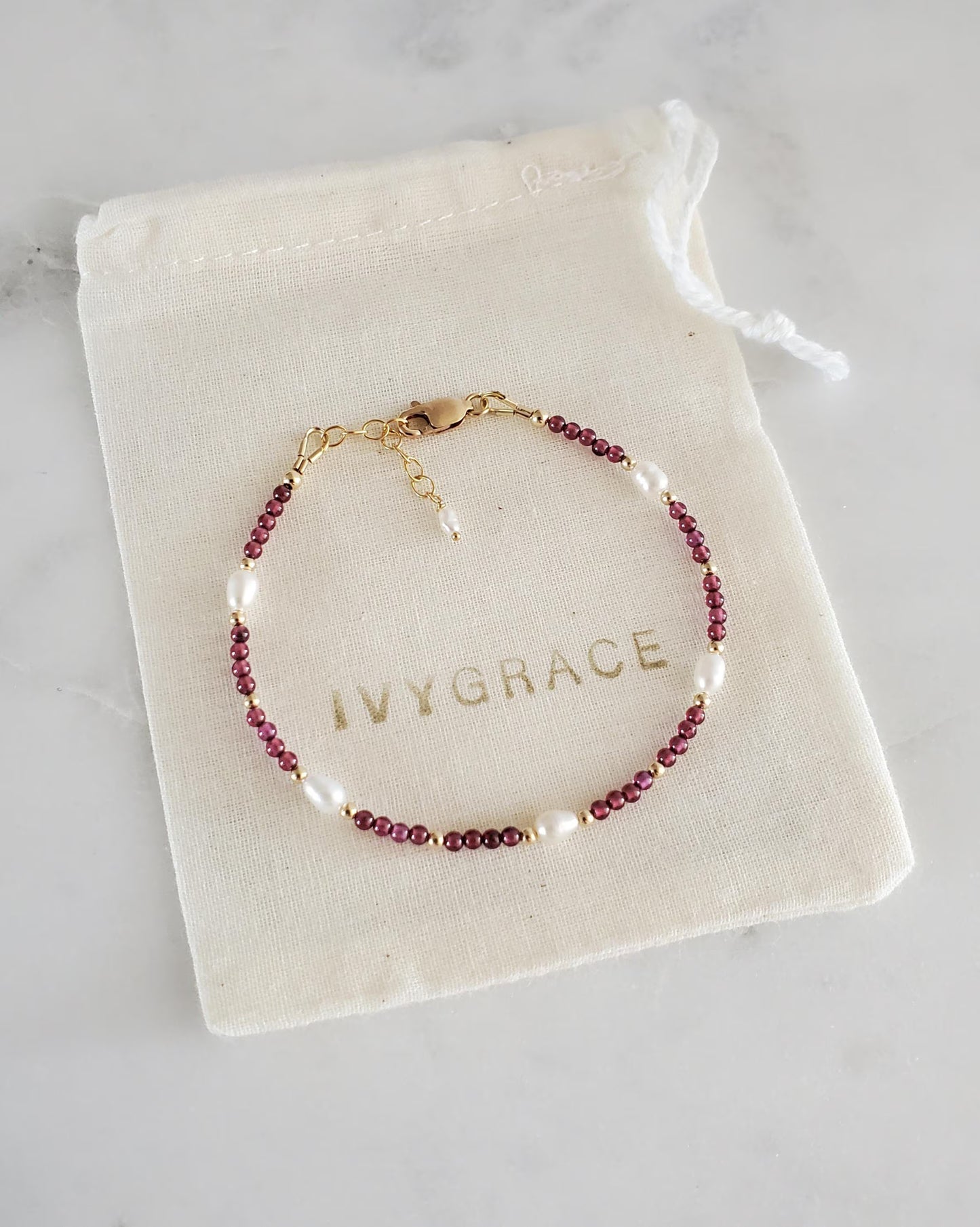 Garnet Gemstone Bracelet - 14ct Gold-Filled