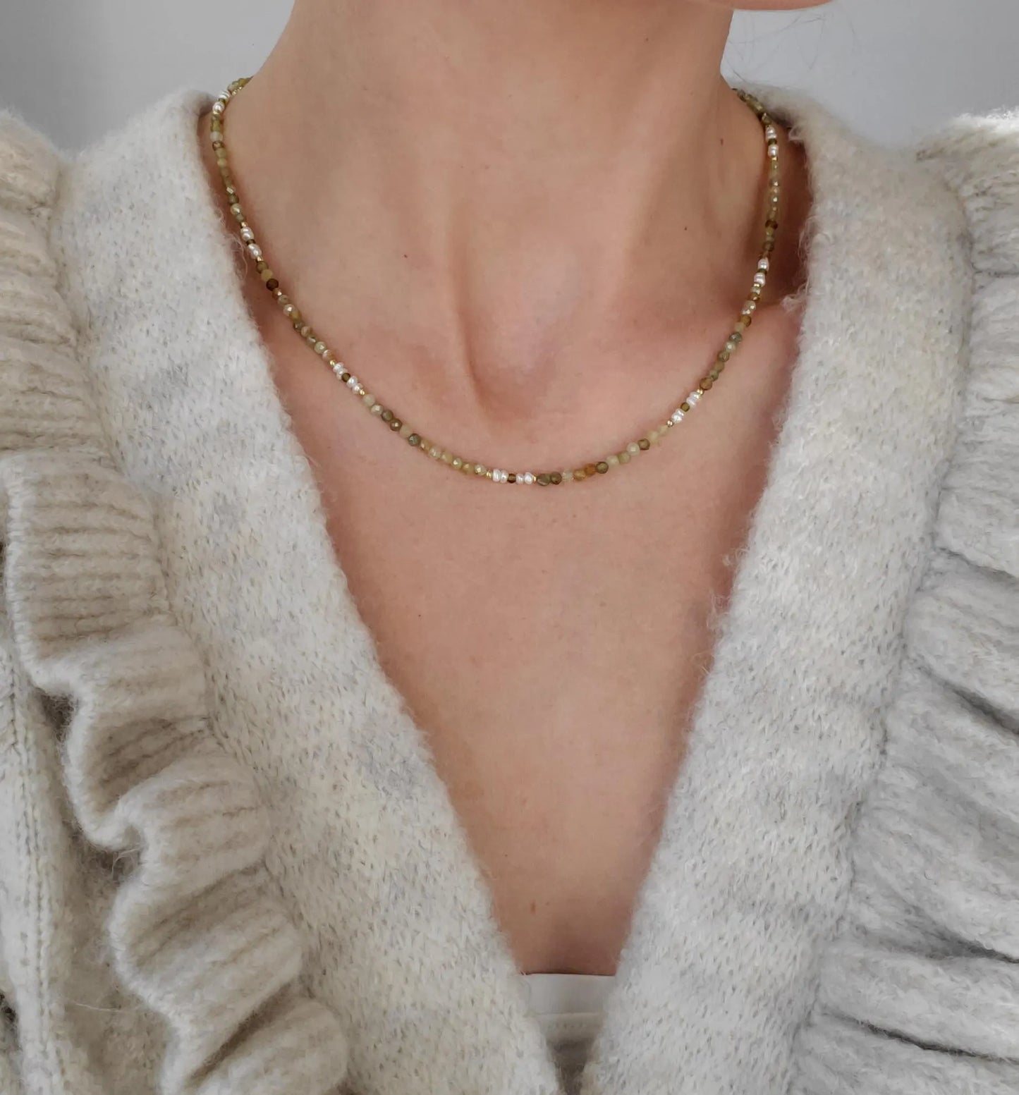 Dainty Green Gemstone Necklace