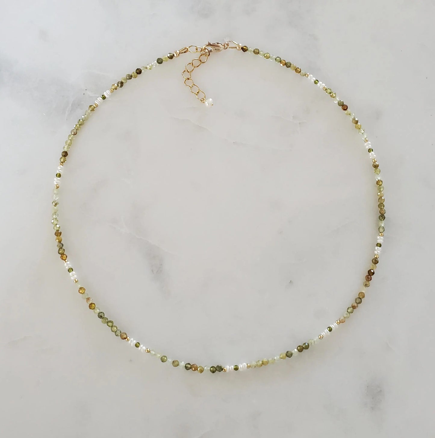 Dainty Green Gemstone Necklace