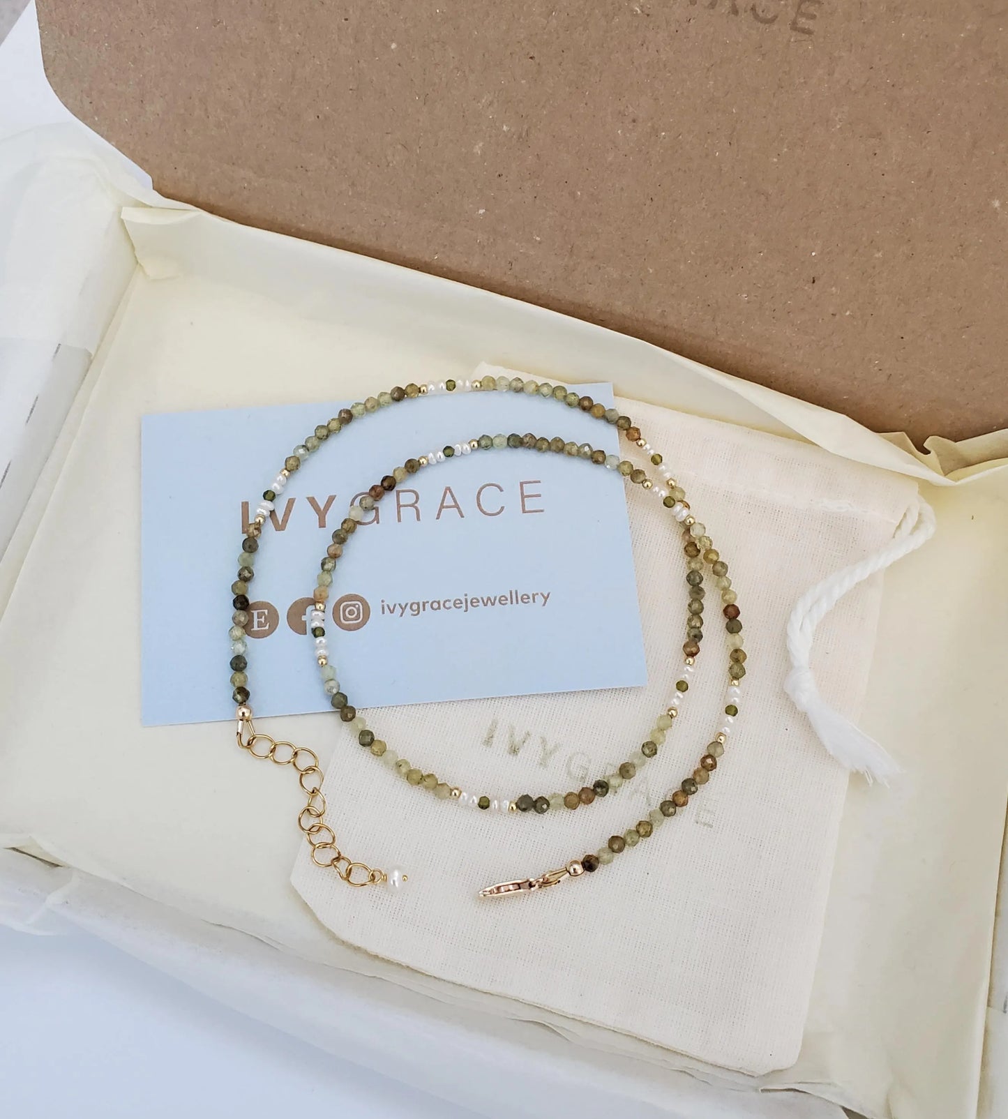 Dainty Green Gemstone Necklace