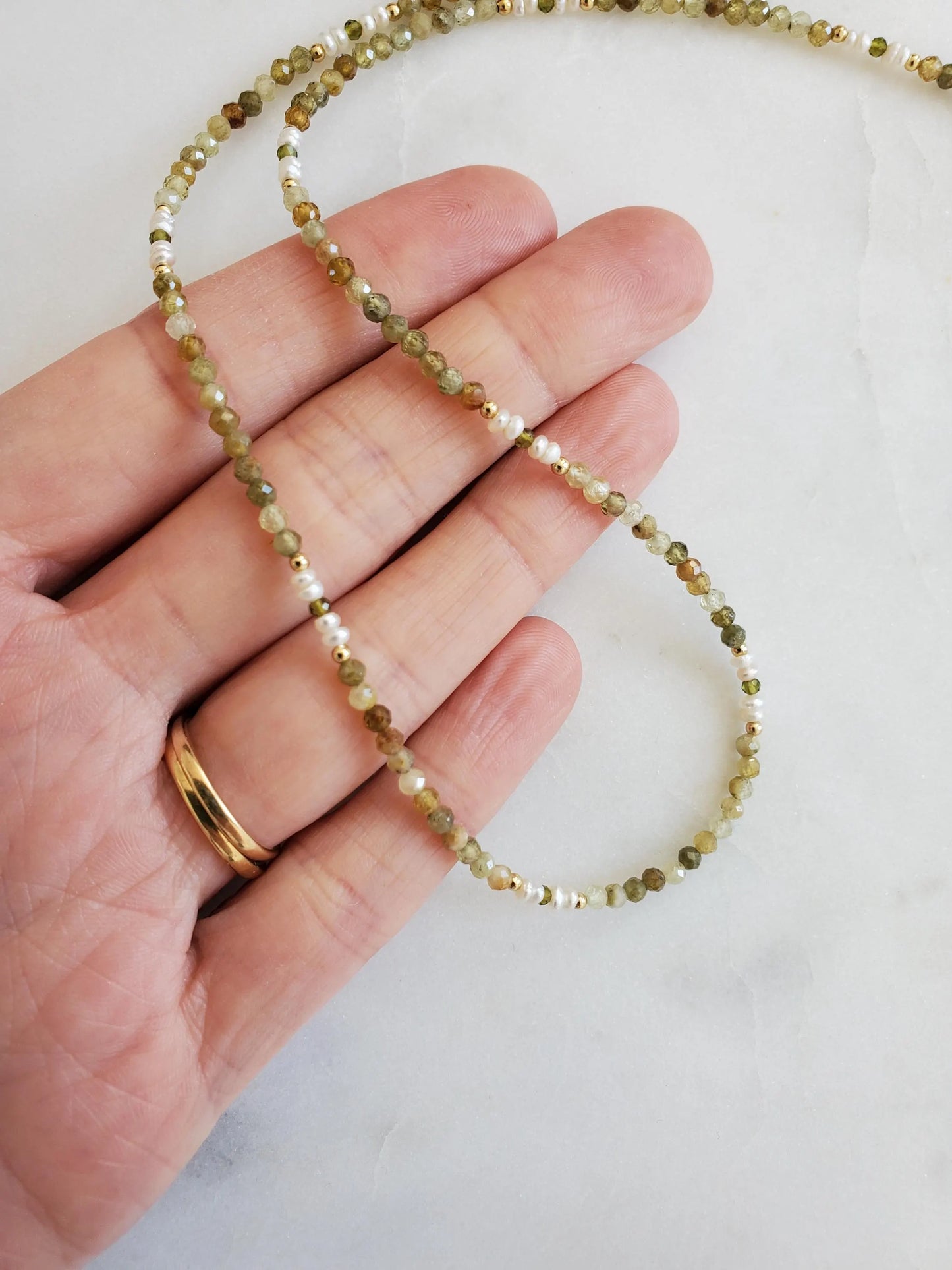 Dainty Green Gemstone Necklace