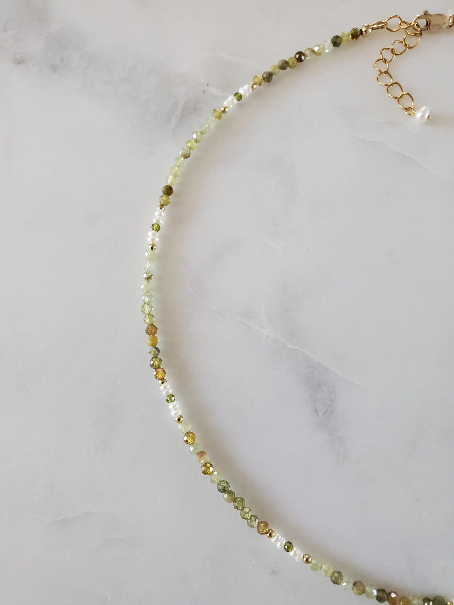 Dainty Green Gemstone Necklace