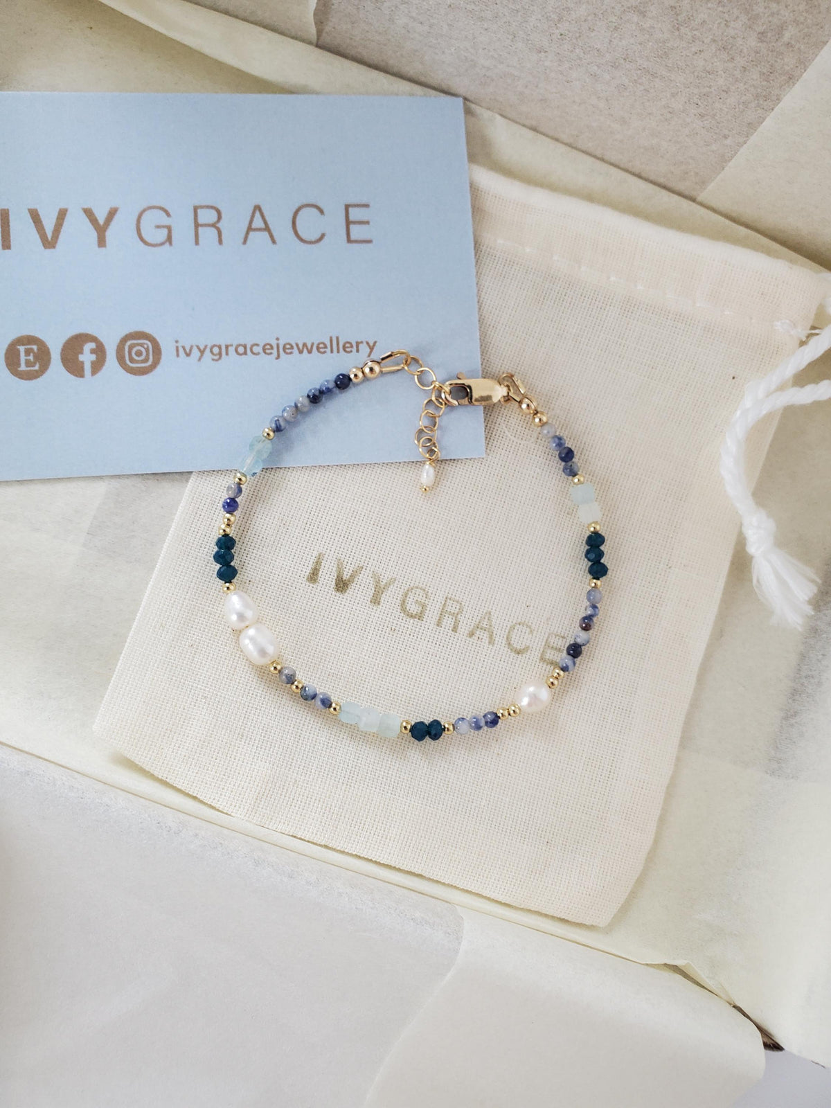 Dainty Blue Mix Gemstone Bracelet