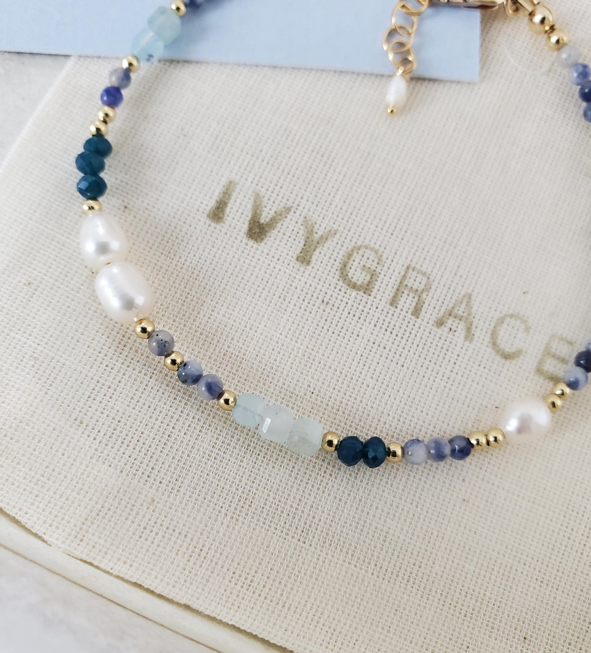 Dainty Blue Mix Gemstone Bracelet