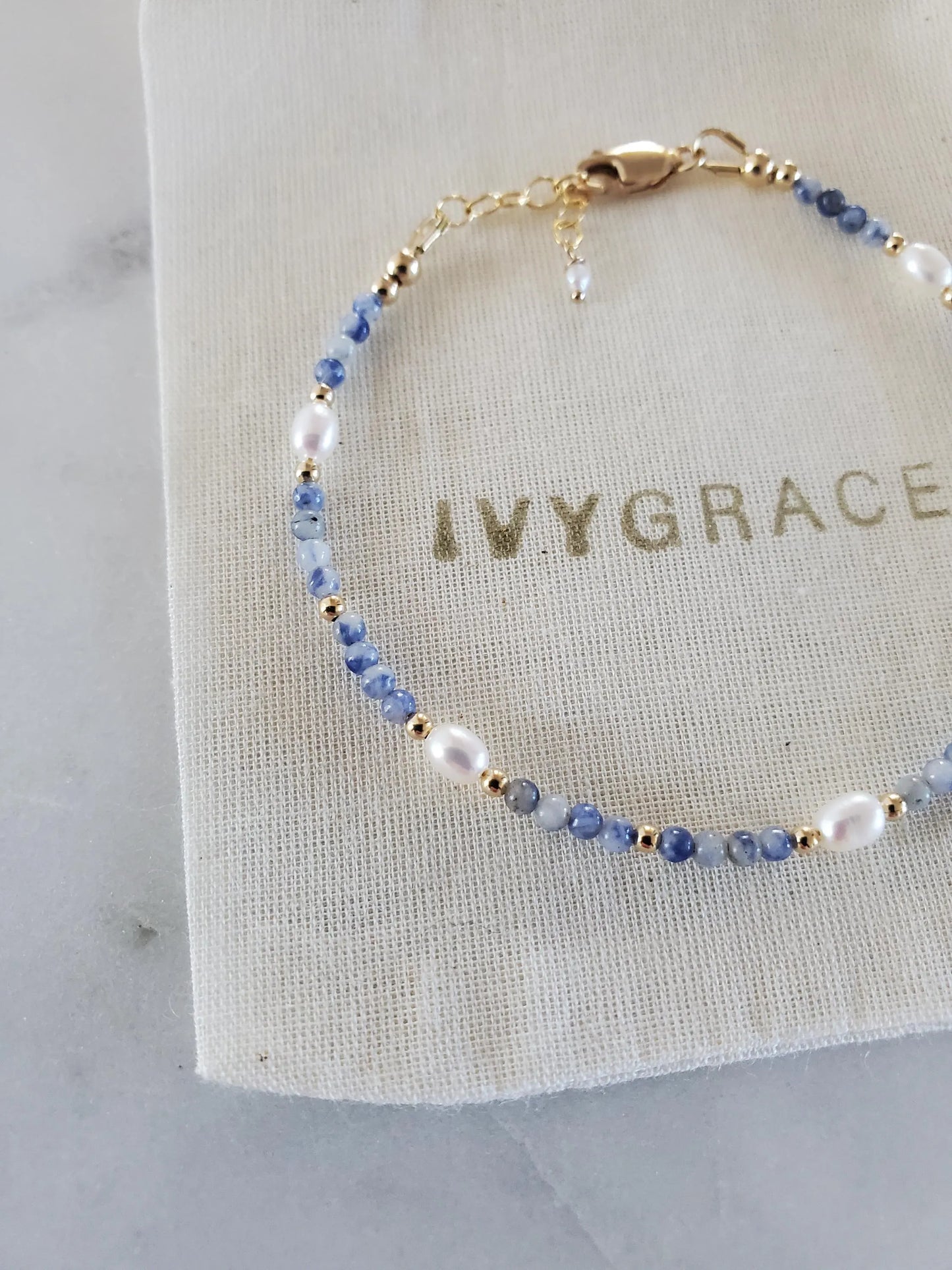 Blue Jasper Bracelet - 14ct Gold-Filled
