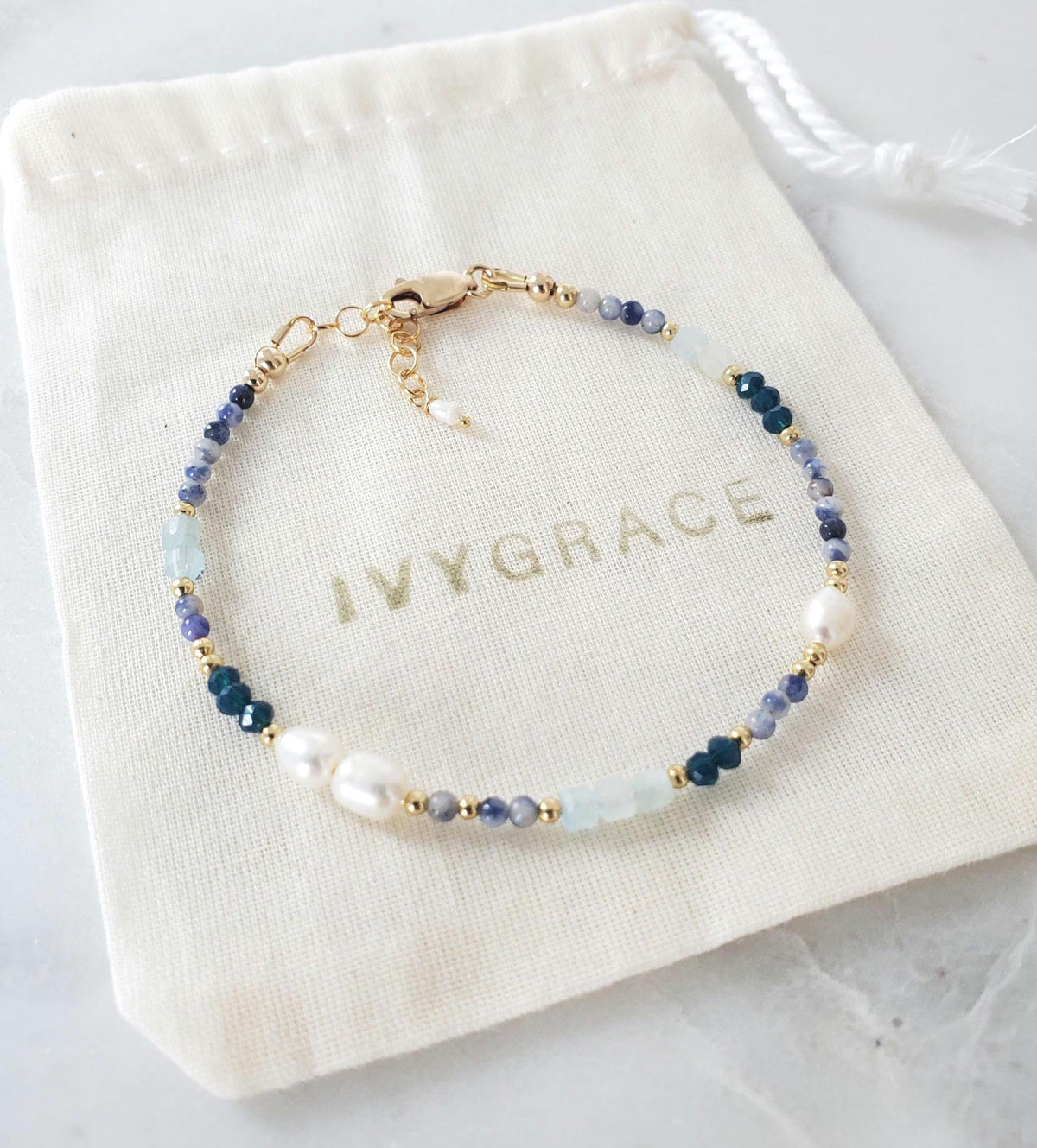 Dainty Blue Mix Gemstone Bracelet