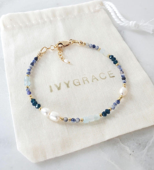 Dainty Blue Mix Gemstone Bracelet