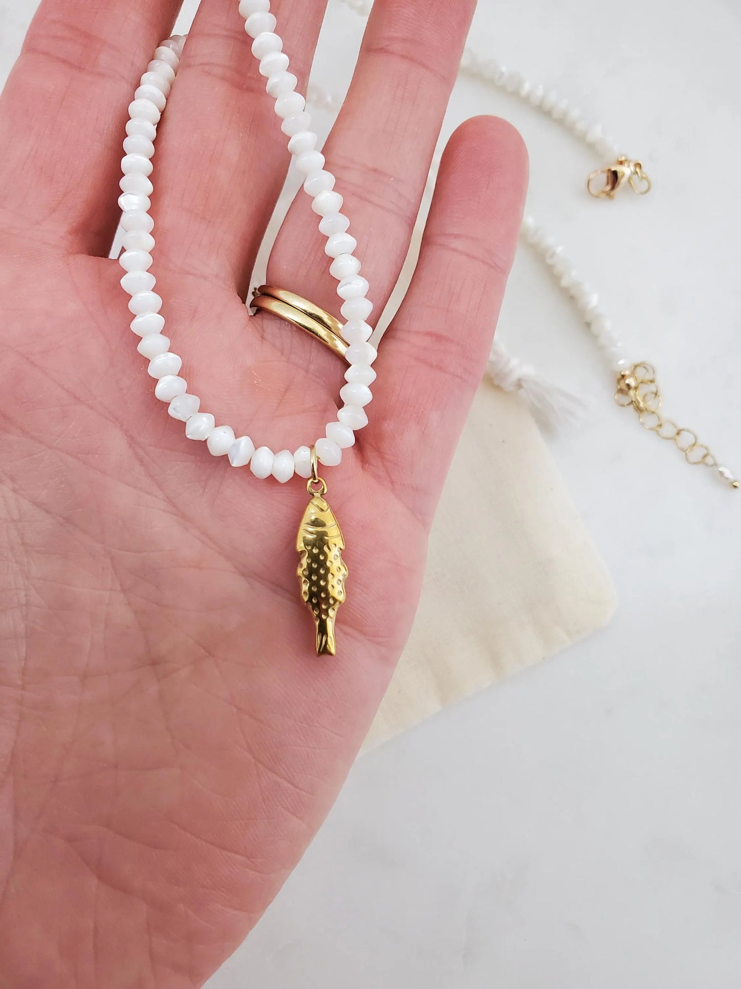Gemstone Fish Necklace