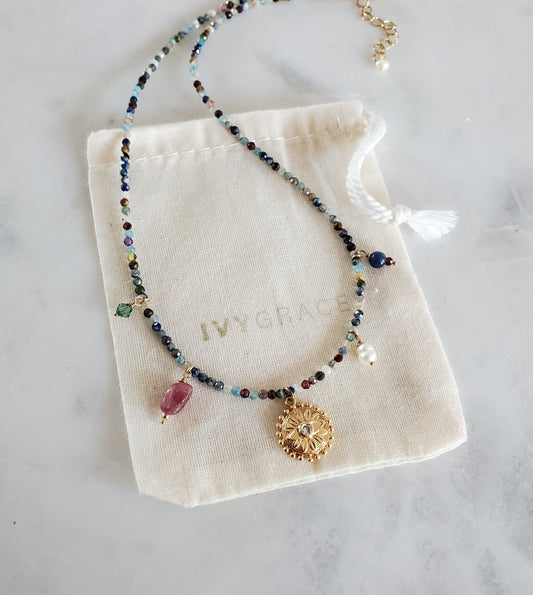 Dainty Gemstone Charm Necklace