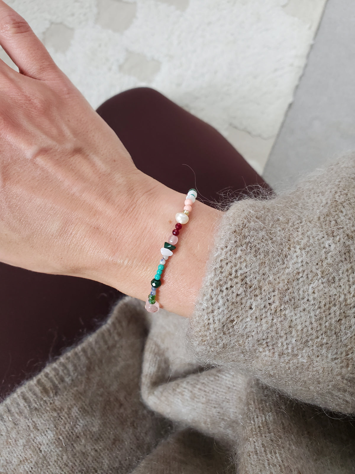 Green Mix Gemstone Bracelet - 14ct Gold-Filled