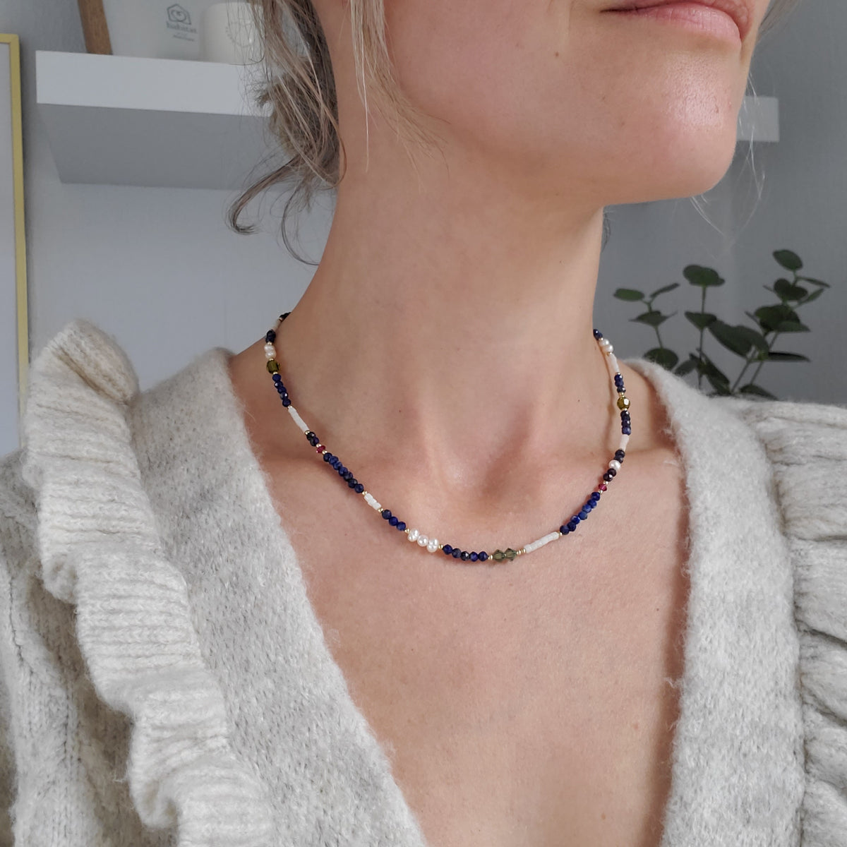 Lapis Lazuli Beaded Gemstone Necklace